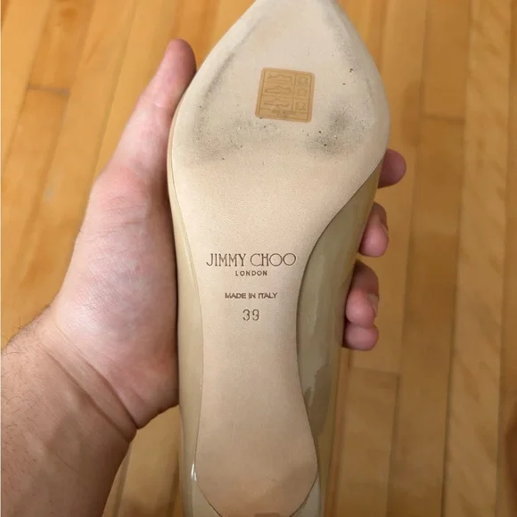 Jimmy Choo Nude Patent Leather Heels - Picture 2 of 3